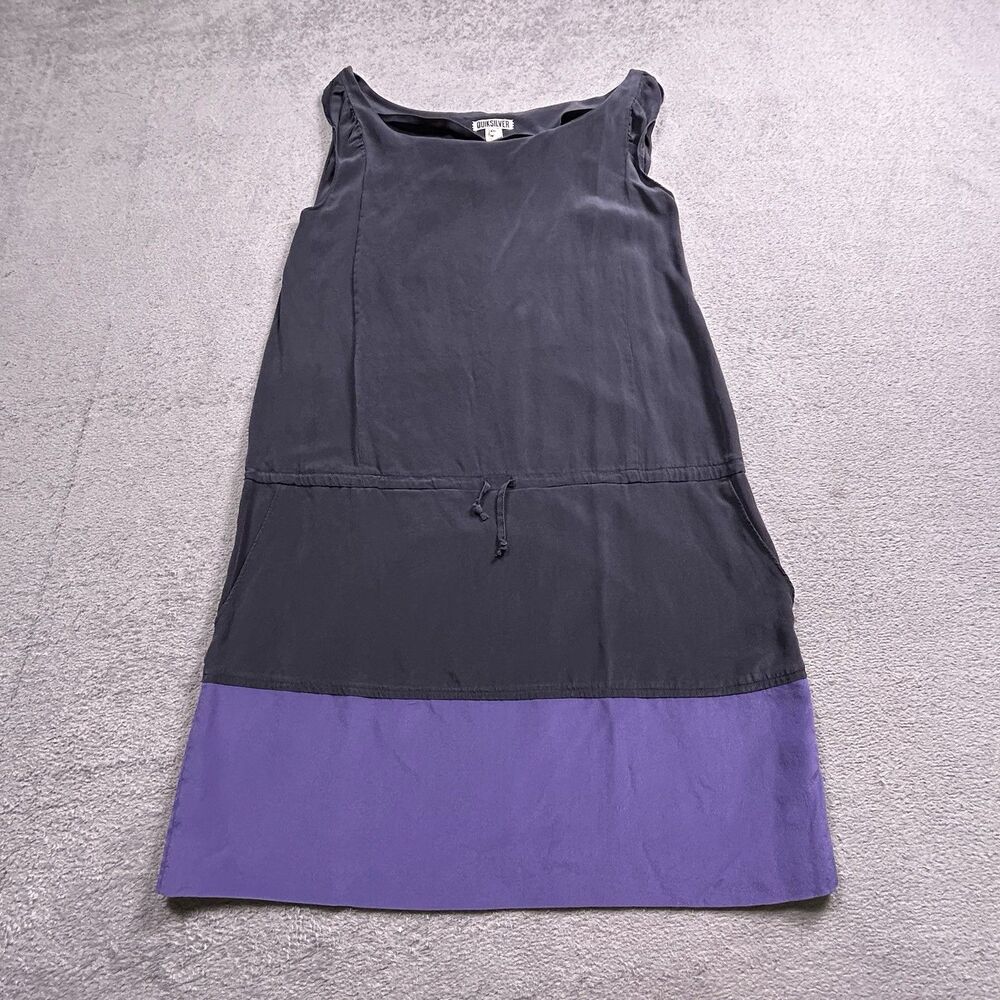 QUIKSILVER Silk Dress Womens XS Grey Purple Colorblock Sleeveless Y2K Surf